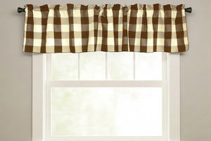 Poplin Buffalo Checkered Window Valance 58" Wide - Brown and Cream