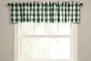 Poplin Buffalo Checkered Window Valance 58" Wide - Hunter Green and White