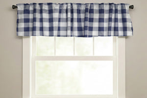 Poplin Buffalo Checkered Window Valance 58" Wide - Navy and White