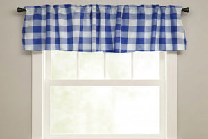 Poplin Buffalo Checkered Window Valance 58" Wide - Royal Blue and White