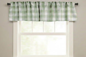 Poplin Buffalo Checkered Window Valance 58" Wide - Sage and White