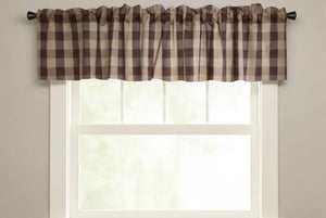 Poplin Buffalo Checkered Window Valance 58" Wide - Brown and Beige