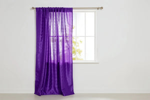 Pintuck Taffeta Cross Stitch Pattern Single Curtain Panel 54 Inch Wide - Purple