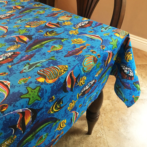 Cotton Tablecloth Animal Print Fish Aquarium
