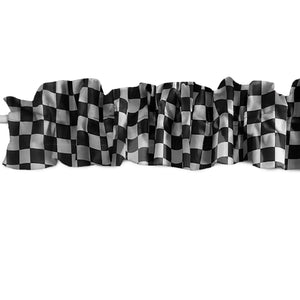 Racecar Checkerboard Print Cotton Curtain Sleeve Topper Window Treatment