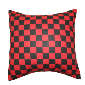Cotton Checkerboard Throw Pillow/Sham Cushion Cover - 1 Inch Red & Black