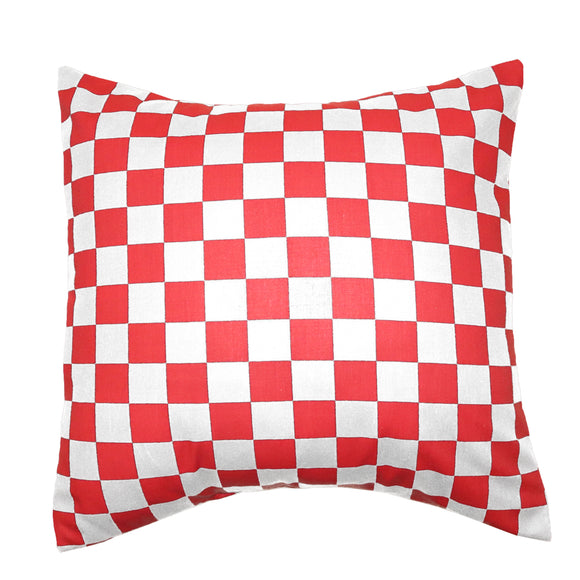 Cotton 1 Inch Checkerboard Print Decorative Throw Pillow/Sham Cushion Cover Red & White