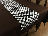 Cotton Print Table Runner Checkerboard NASCAR Black