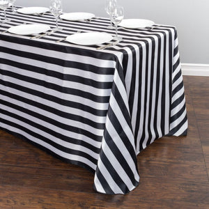 Satin Stripe Tablecloth 1 Inch Black and White