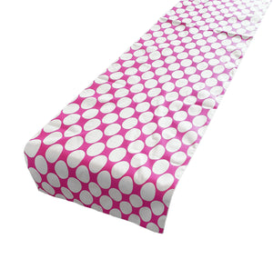 Cotton Print Table Runner Polka Dots Large Circles Dots - White on Fuchsia