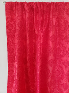 Flocking Damask Taffeta Window Curtain 56 Inch Wide Red on Red