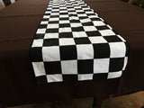 Cotton Print Table Runner Checkerboard NASCAR 2 Inch Black