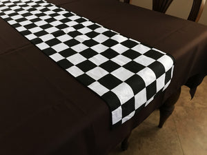 Cotton Print Table Runner Checkerboard NASCAR 2 Inch Black