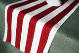 Table Set 4th of July Decor includes 1 Navy Polyester Tablecloth, a Pack of Stripe Napkins and 1 Red and White Striped Runner