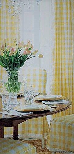 Poplin Gingham Checkered Window Curtain 56 Inch Wide Light Yellow