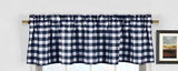 Cotton Gingham Checkered Window Valance 58" Wide Navy Blue