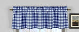 Cotton Gingham Checkered Window Valance 58" Wide Royal Blue
