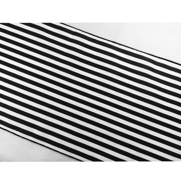 Cotton Print Table Runner Half Inch Wide Stripes Black and White