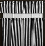 Cotton Curtain Stripe Print / 3 Piece Window Valance Set (11 Colors)