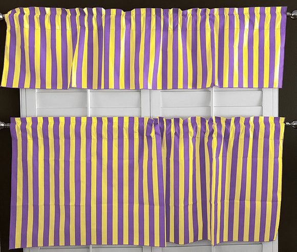 Cotton Curtain Stripe Print / 2 Piece Window Valance Set (11 Colors)