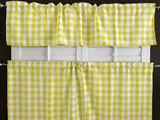 Poplin Gingham Checkered 2 Piece Window Valance Curtain Set (18 different colors)