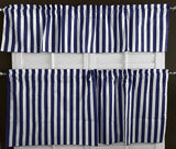 Cotton Curtain Stripe Print / 2 Piece Window Valance Set (11 Colors)