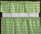 Cotton Curtain Zig-zag Chevron Print / 2 Piece Window Valance Set (10 Colors)