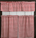 Cotton Curtain Zig-zag Chevron Print / 3 Piece Window Valance Set (10 Colors)