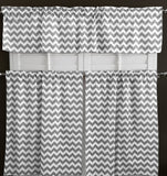 Cotton Curtain Zig-zag Chevron Print / 3 Piece Window Valance Set (10 Colors)
