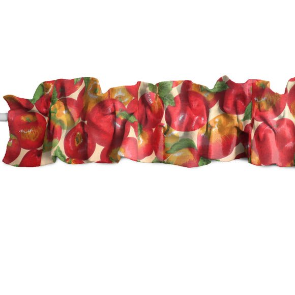 Apples Allover Print Cotton Curtain Sleeve Topper Window Treatment
