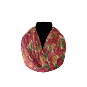 Cotton Blend Infinity Scarf Apples Allover Print