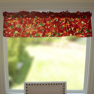 Cotton Window Valance Fruits Print 58 Inch Wide Allover Apples - Beige