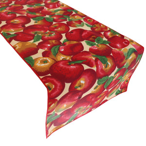 Cotton Print Table Runner Fruits Apples Allover - Beige