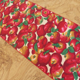 Cotton Print Table Runner Fruits Apples Allover on Beige