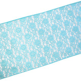 Light Weight Floral Sheer Lace Table Runner / Wedding Table Top Décor (Pack of 8) Aqua