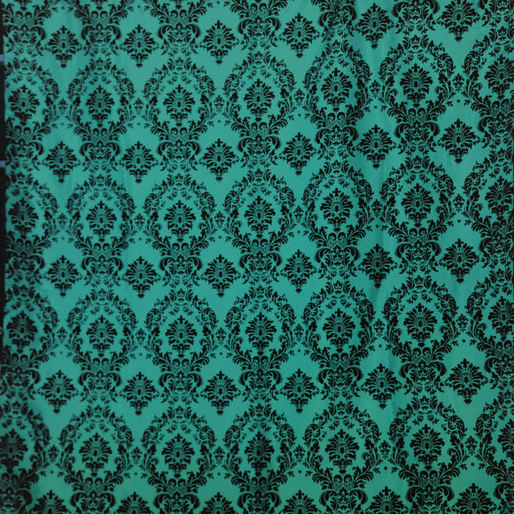 Polyester Taffeta with Velvet Flocked Damask Fabric 58