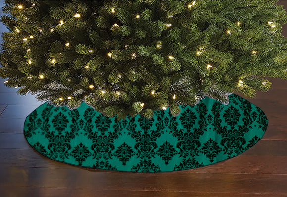 Flocked Damask Pattern Tree Skirt Christmas Decoration 56