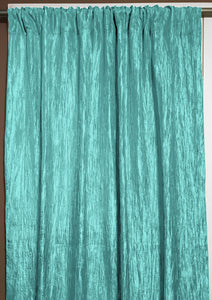 Crinkle Taffeta Crushed Pattern Single Curtain Panel 54 Inch Wide Aqua
