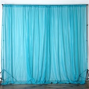 Sheer Chiffon Curtain Panel 58 Inch Wide Window Treatment Aqua
