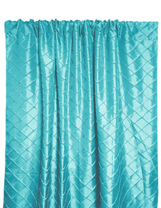 Pintuck Taffeta Cross Stitch Pattern Single Curtain Panel 54 Inch Wide Aqua