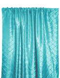 Pintuck Taffeta Cross Stitch Pattern Single Curtain Panel 54 Inch Wide - Aqua
