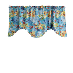 Scalloped Valance Cotton Floral Hawaiian Tropical Print 58" Wide / 20" Tall