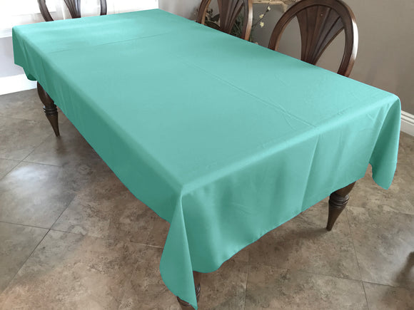 Polyester Poplin Gaberdine Durable Tablecloth Solid Aqua