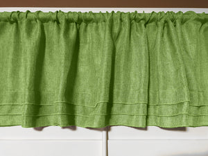Faux Burlap Window Valance 58" Wide with Pleated Ruffles - Lime Green