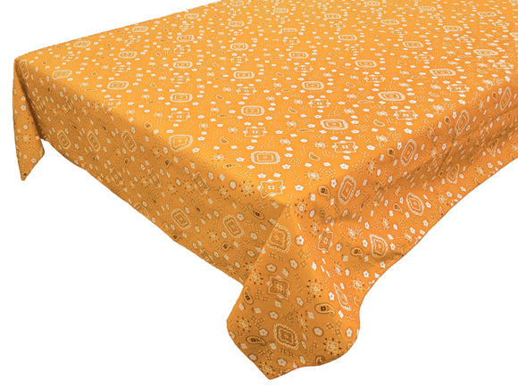 Cotton Tablecloth Floral Print Paisley Bandanna Orange