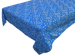 Cotton Tablecloth Floral Print Paisley Bandanna Royal Blue