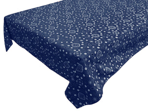 Cotton Tablecloth Floral Print Paisley Bandanna Navy Blue