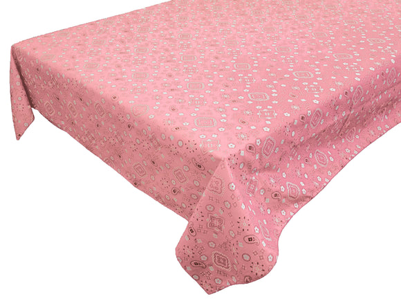 Cotton Tablecloth Floral Print Paisley Bandanna Pink