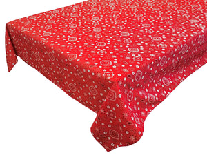Cotton Tablecloth Floral Print Paisley Bandanna Red