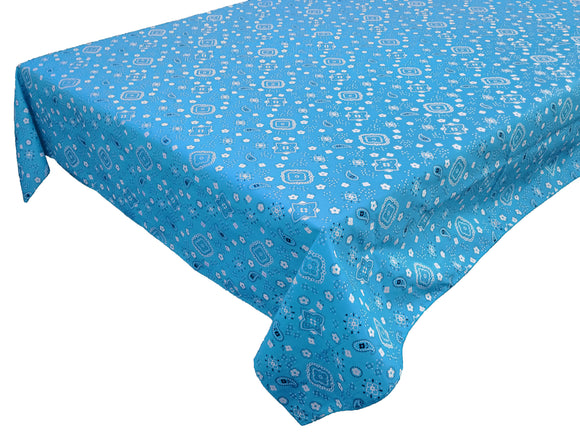 Cotton Tablecloth Floral Print Paisley Bandanna Turquoise